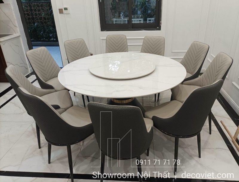 bộ bàn ăn tròn 10 người cao cấp