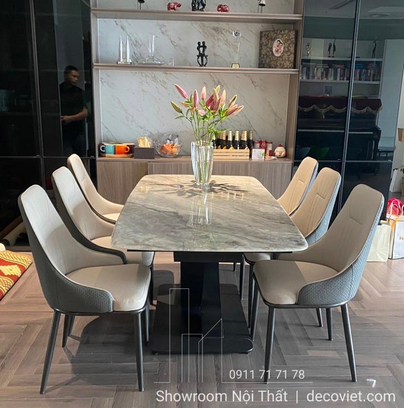 bàn ăn 6 ghế măt đá cao cấp