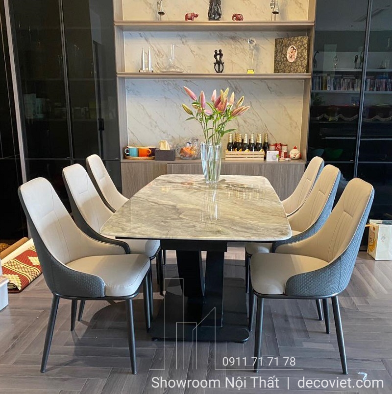 bàn ăn mặt đá 6 ghế