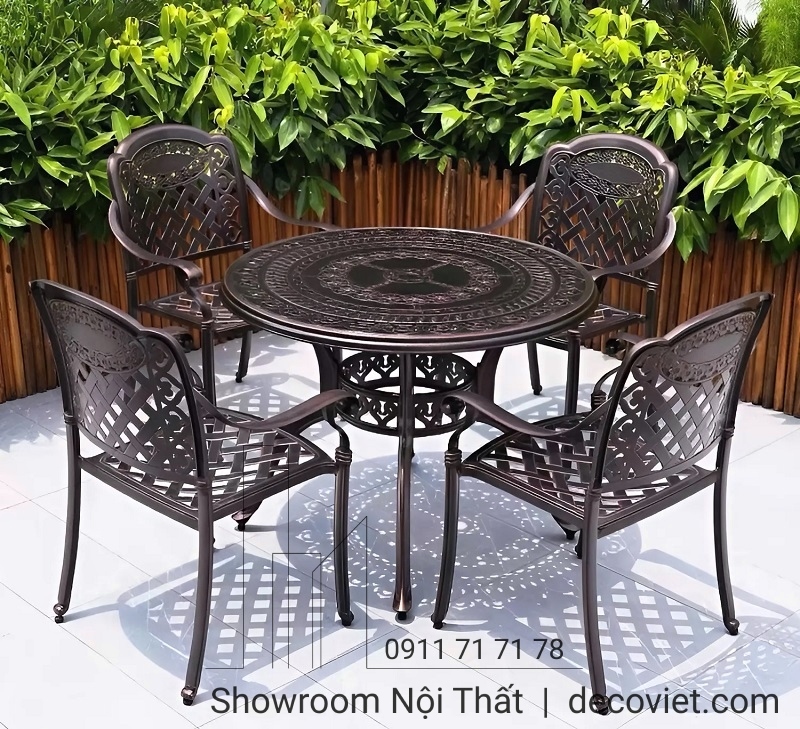 bàn ghế nhôm đúc 4 ngươi hiện đại