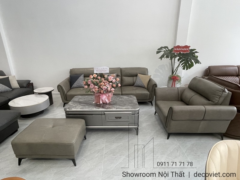 bộ bàn ghế sofa phòng khách da bò thật