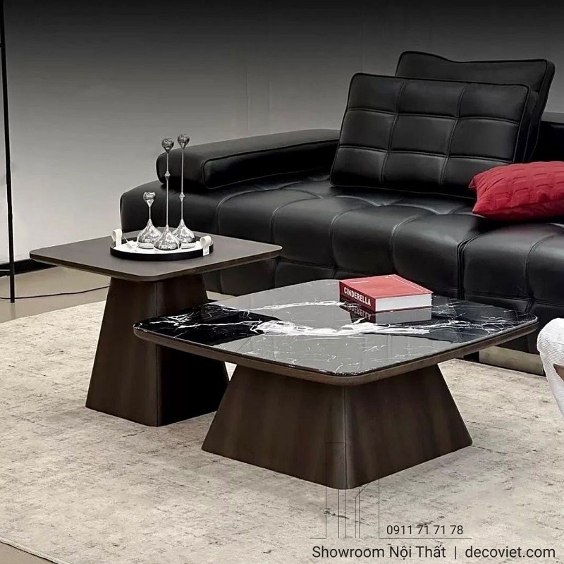 bàn trà đôi mặt đá thiết kế chuẩn Âu hiện đại