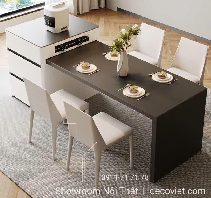 bàn ăn kết hợp đảo bếp