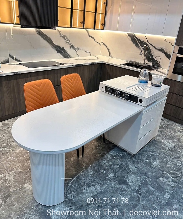 bàn ăn kết hợp bàn đảo bếp