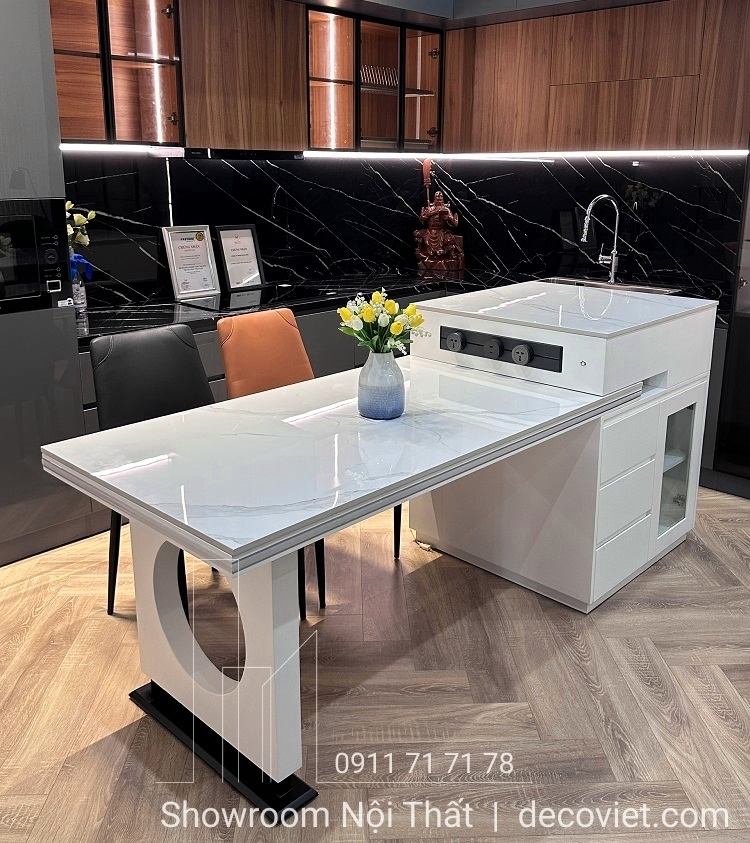 đảo bếp kết hợp bàn ăn thông minh
