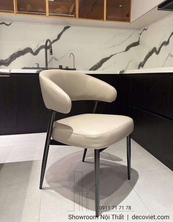 Ghế ăn nhập khẩu 579S bọc da mềm màu kem thiết kế bo cong