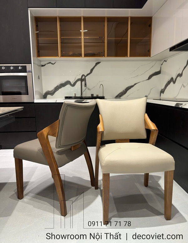 ghế ăn gỗ tự nhiên bọc da