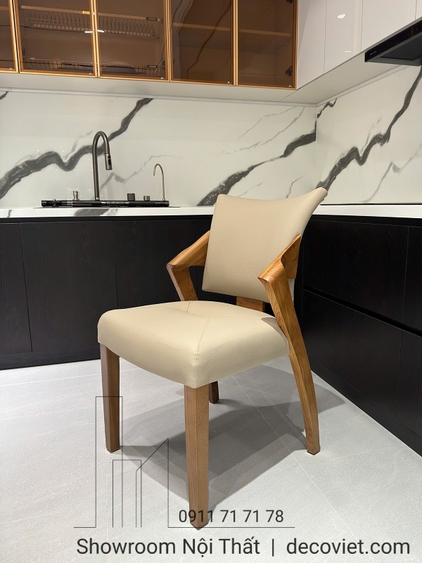 mẫu ghế ăn gỗ ash bọc da sang trọng, ngồi êm thoải mái