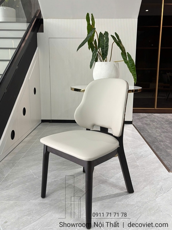 Ghế ăn cao cấp bọc da lưng gỗ veneer sang trọng tại DecoViet