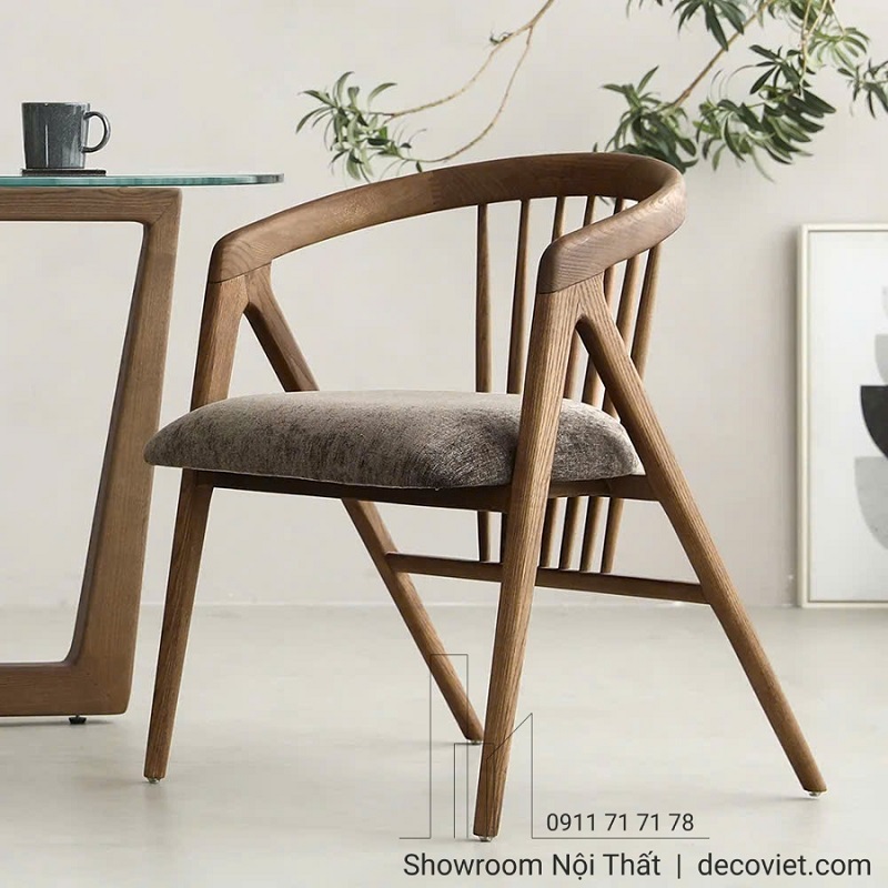 ghế ăn gỗ tự nhiên 604S hiện đại lưng cong đẹp