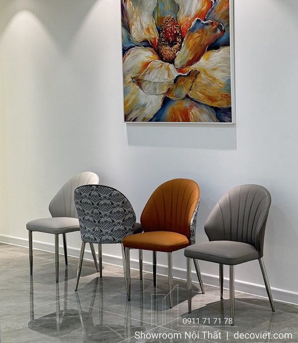 Ghế ăn hiện đại chân inox phối da màu tinh tế