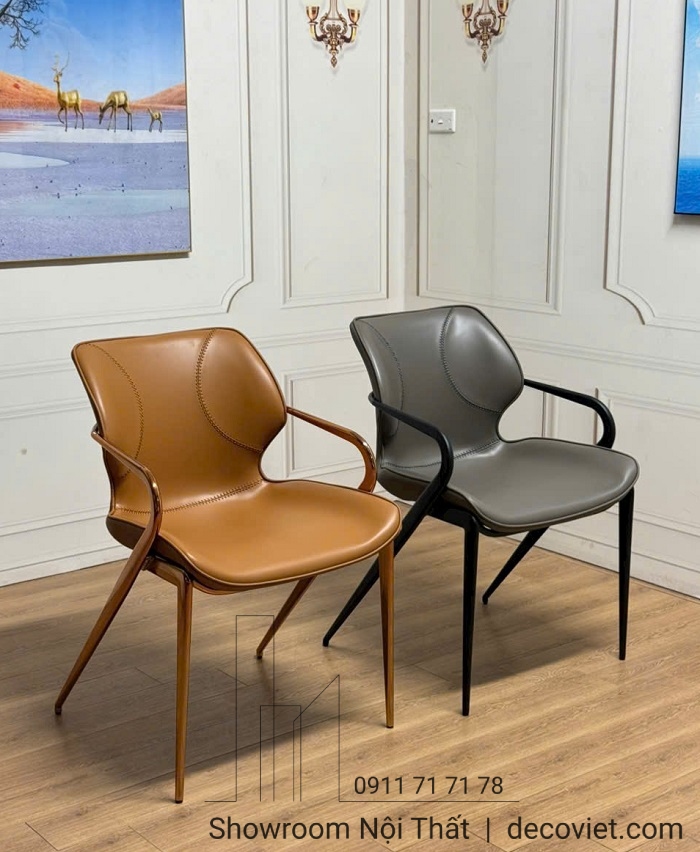 ghế ăn bọc da chân inox hiện đại