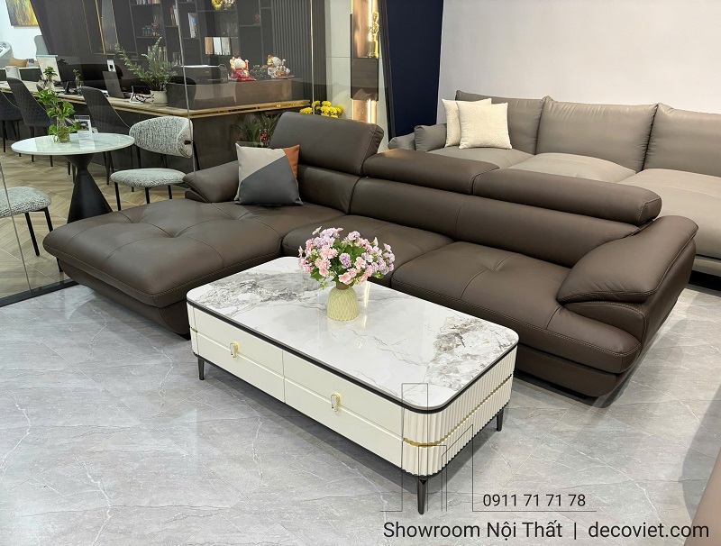 Sofa da bò cao cấp 1136T form lớn ngồi êm cho phòng khách