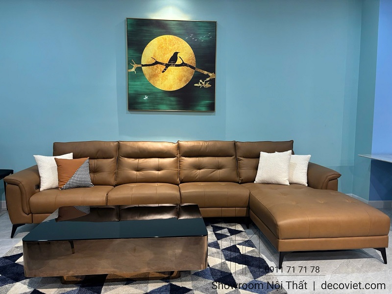 Ghế sofa da bò Ý cao cấp 996T thiết kế sang trọng cho phòng khách