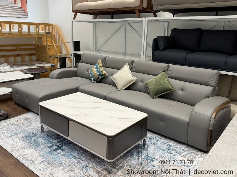 ghế sofa phòng khách bọc da sinh thái