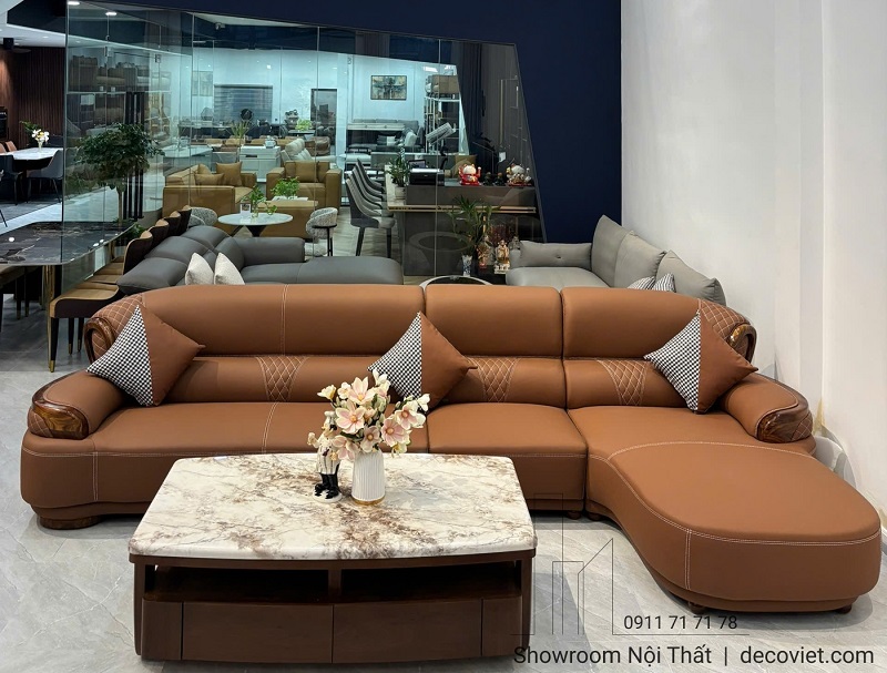 Sofa gỗ mun nhập khẩu da bò thật cao cấp sang trọng cho phòng khách