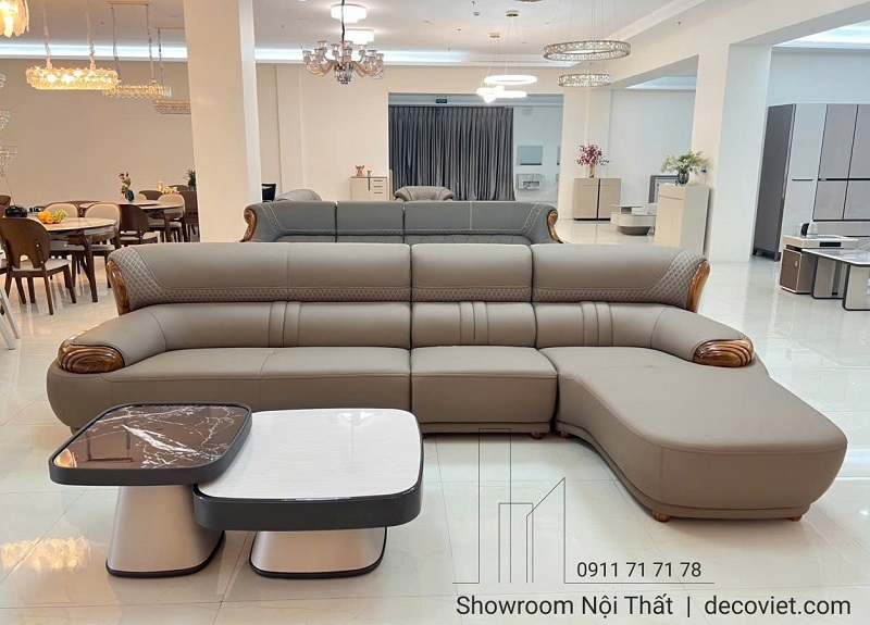 bộ sofa da gỗ mun tự nhiên quý phái cho phòng khách