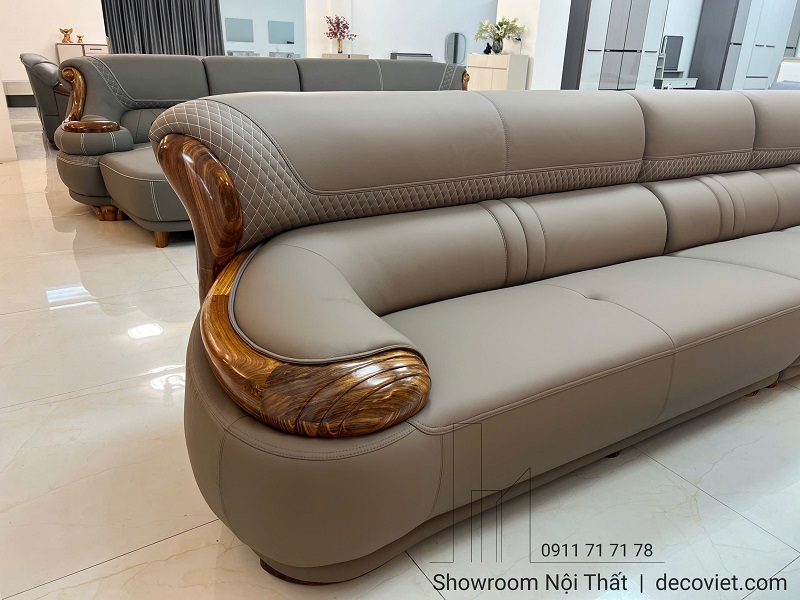 Sofa gỗ mun 1046T cao cấp thiết kế tinh tế bọc da sang trọng