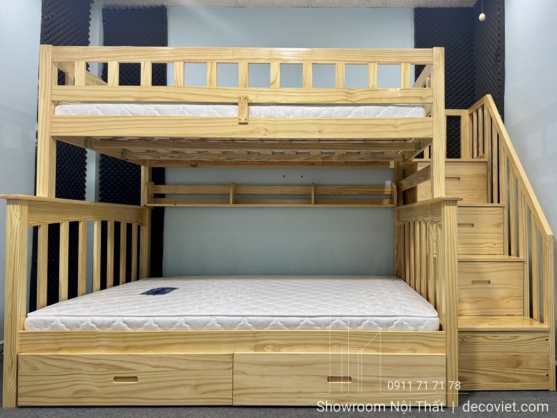 mẫu giường tầng gỗ thông đẹp