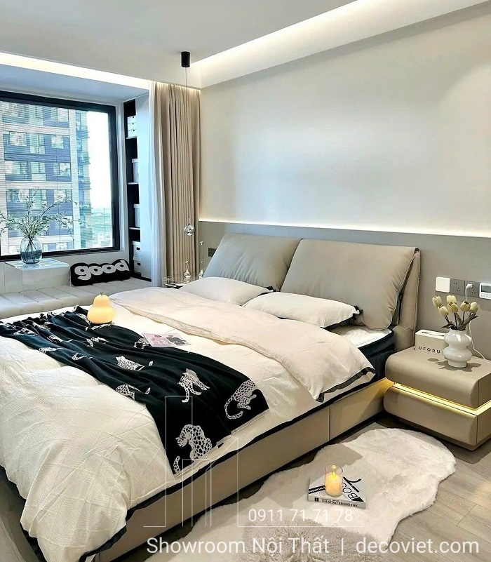 giường ngủ bọc da