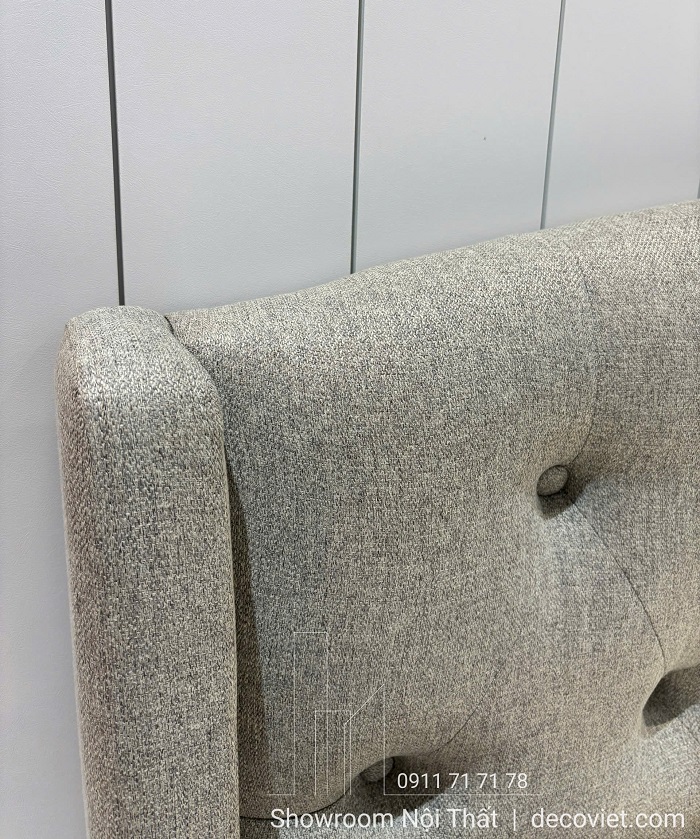 Chi tiết vải bọc cao cấp giường ngủ 148T màu xám sang trọng