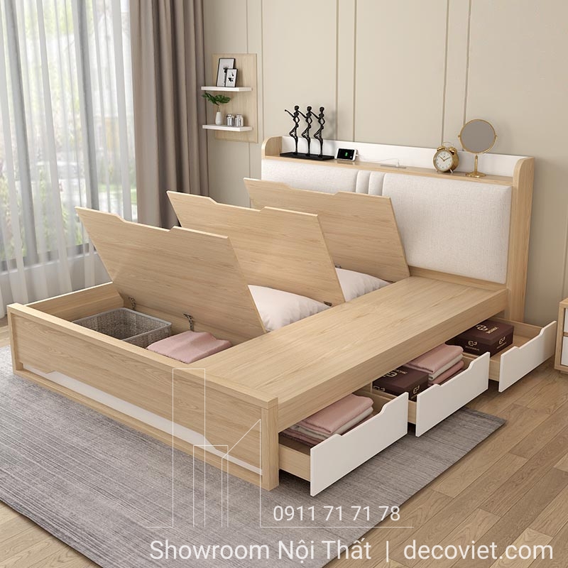 Giường ngủ có hộc kéo tiện lợi giúp tiết kiệm không gian phòng ngủ