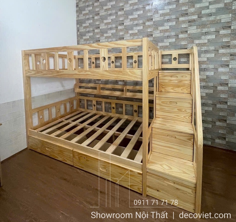 Giường Tầng Gỗ Giá Rẻ 437T – Sự kết hợp giữa công năng, thẩm mỹ và giá thành hợp lý