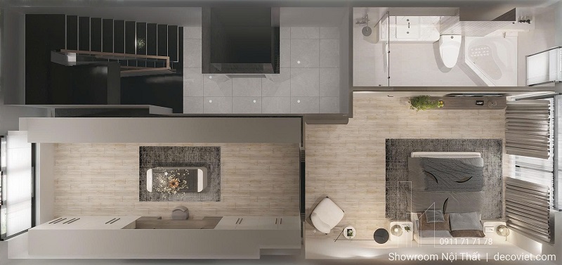 phối cảnh mặt bằng lầu 2 nhà phố hiện đại tại Bình Dương