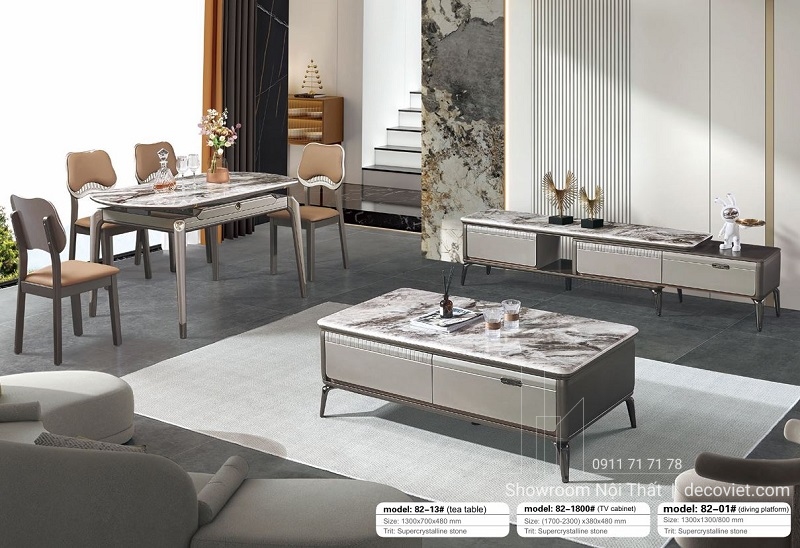 mẫu bàn sofa mặt đá phù hợp mọi không gian