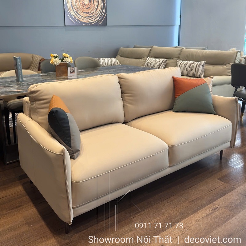 Sofa băng 3 chỗ 1m8 màu kem sang trọng phù hợp căn hộ nhỏ