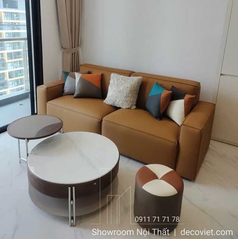 Sofa băng giá rẻ nhỏ gọn kết hợp bàn trà đôi tròn sang trọng