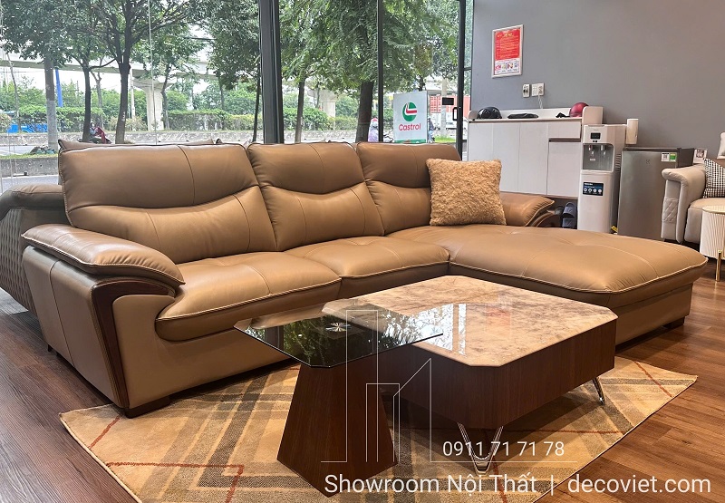 Bộ sofa da bò thật nhập khẩu Ý cho phòng khách hiện đại
