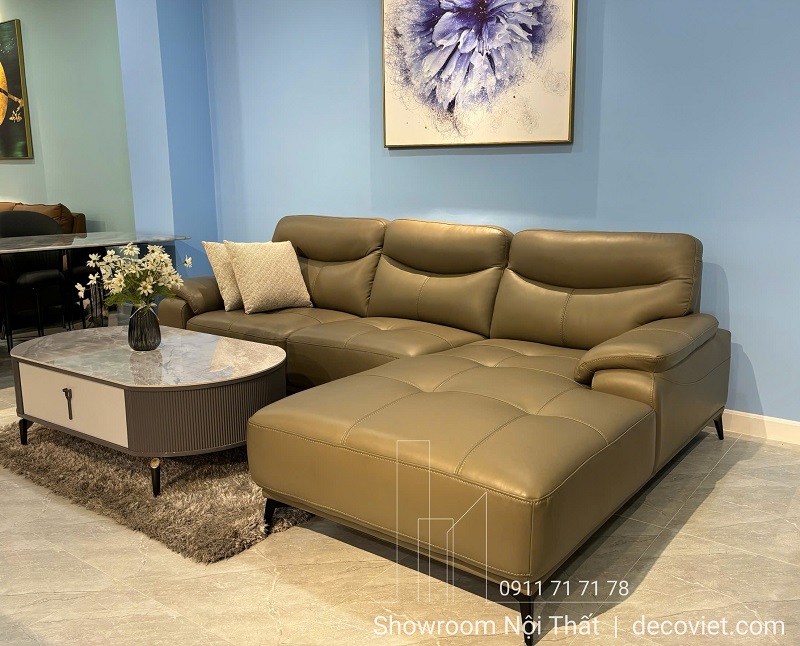 sofa phòng khách da bò êm ái và đẳng cấp