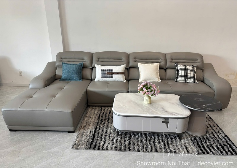 sofa da nhập khẩu cao cấp 1150T màu trung tính dễ phối nội thất