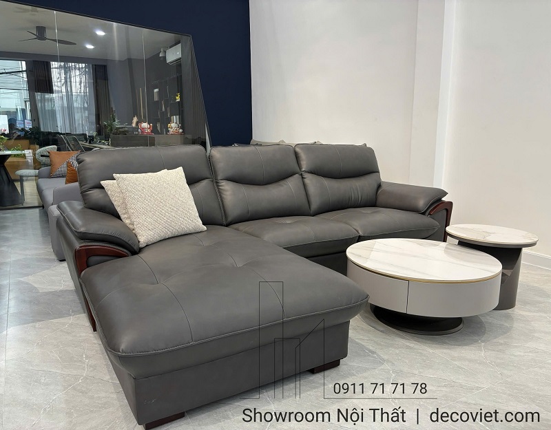 Sofa da cao cấp 1020T kết hợp bàn trà mặt đá đẹp
