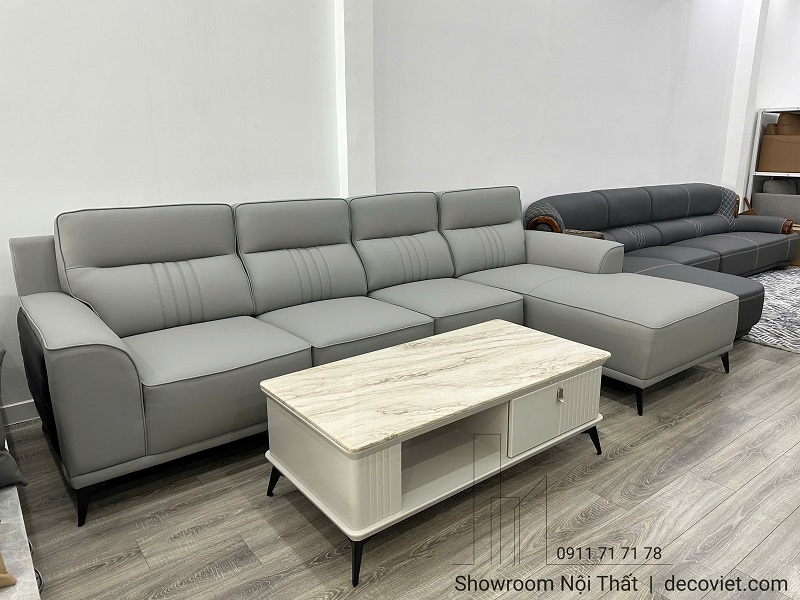 sofa da phòng khách đẹp sang trọng, hiện đại