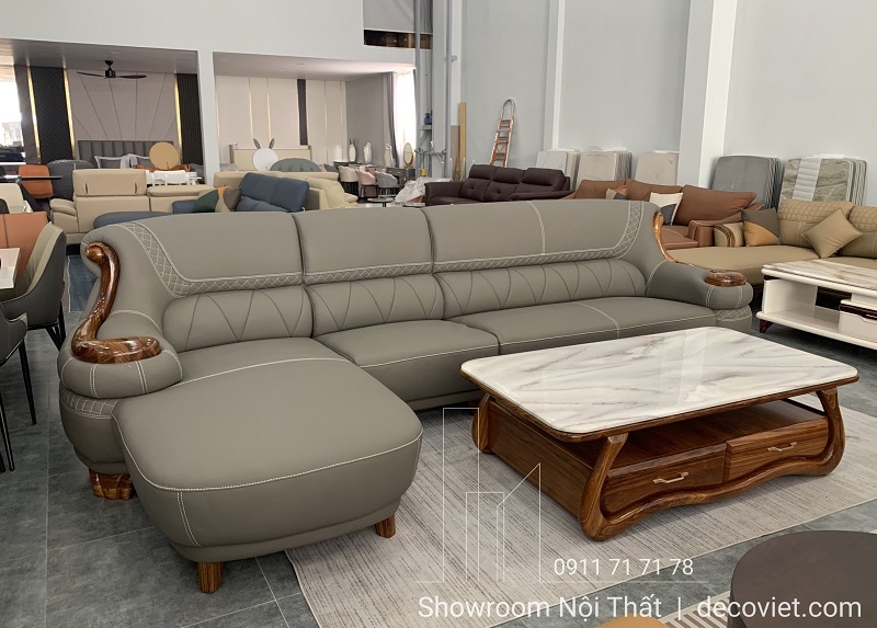 "Sofa da nhập khẩu 1048T kiểu dáng rộng rãi, phù hợp phòng khách lớn