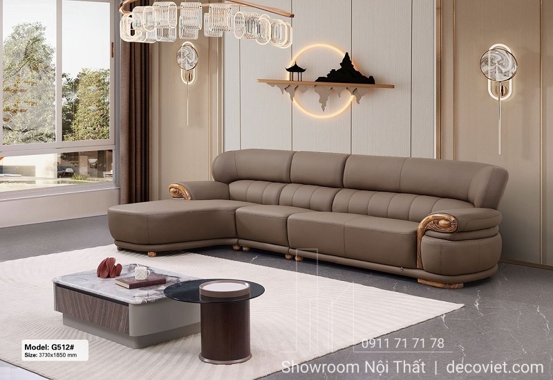 sofa gỗ mun bọc da nhập khẩu cao cấp sang trọng