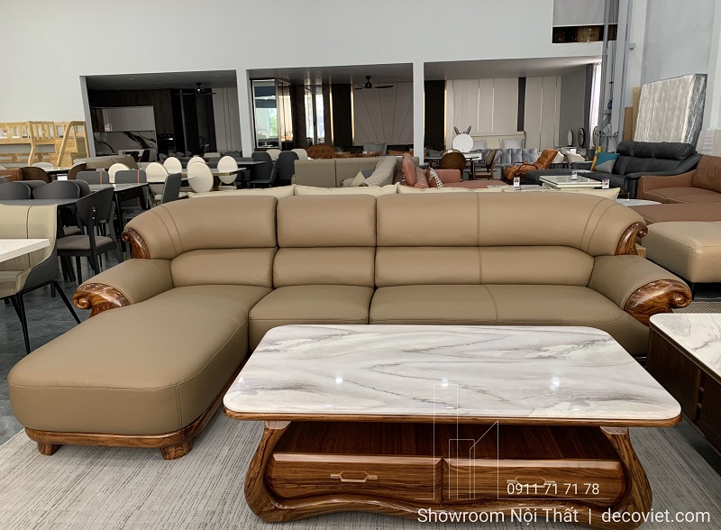 Bộ sofa gỗ mun tự nhiên thiết kế hiện đại cho phòng khách rộng