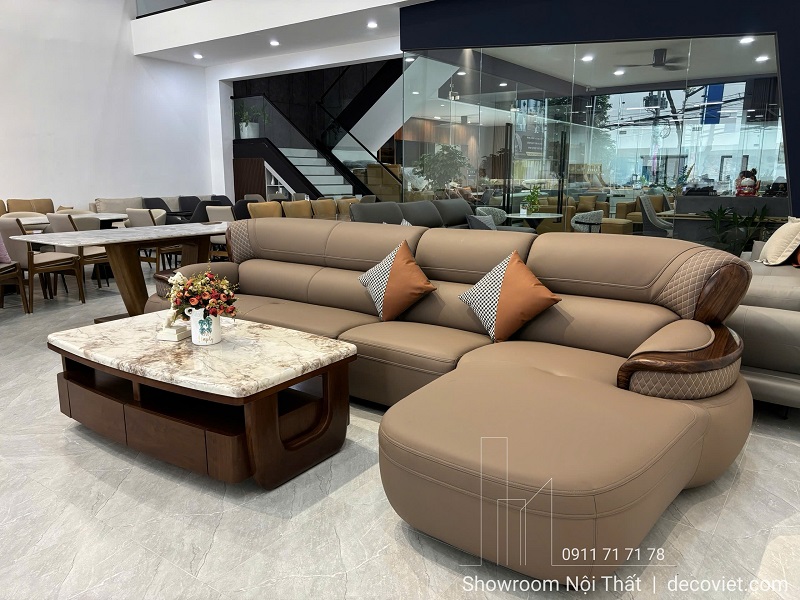 sofa gỗ mun nhập khẩu phối da cao cấp mềm mại tinh tế