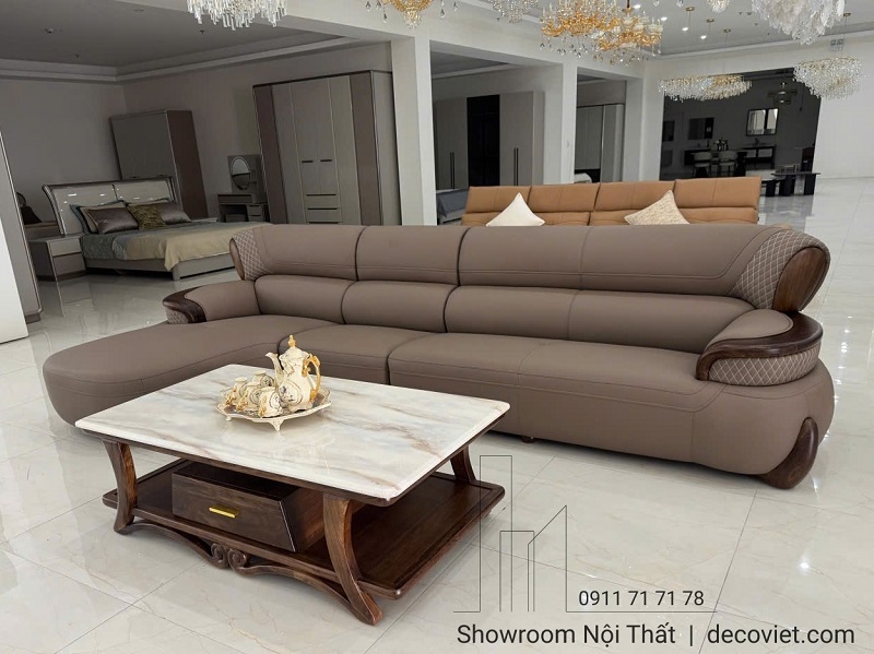 sofa da gỗ mun nhập khẩu 1107T thiết kế tinh tế và đẳng cấp