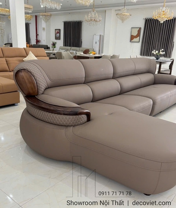 sofa gỗ mun tự nhiên 1107T bọc da cao cấp mang vẻ đẹp quý phái