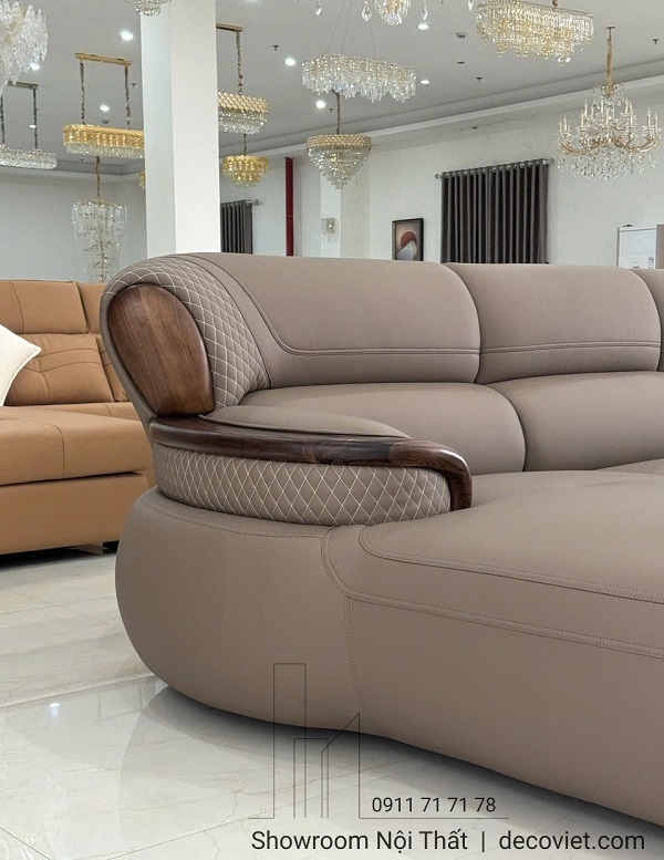 sofa da gỗ mun nhập khẩu, chất liệu cao cấp, bền đẹp lâu dài