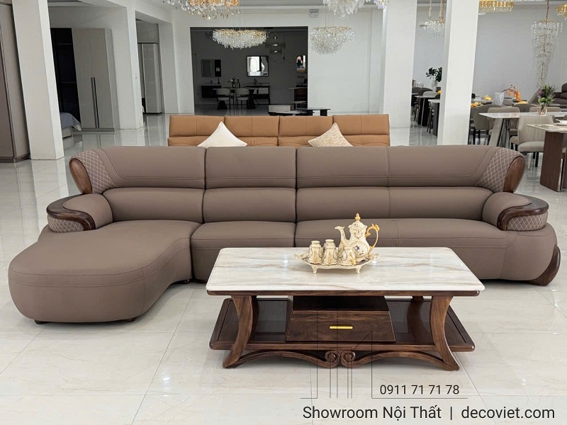sofa gỗ mun góc L nhập khẩu cao cấp 1107T sang trọng