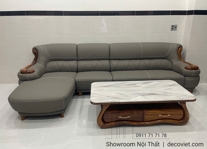 sofa gỗ bọc da nhập khẩu 1048T sang trọng cho phòng khách hiện đại