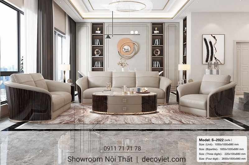 sofa nhập khẩu phòng khách thiết kế hiện đại