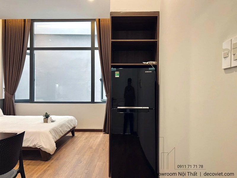 bố trí nội thất căn hộ dịch vụ studio khoa học