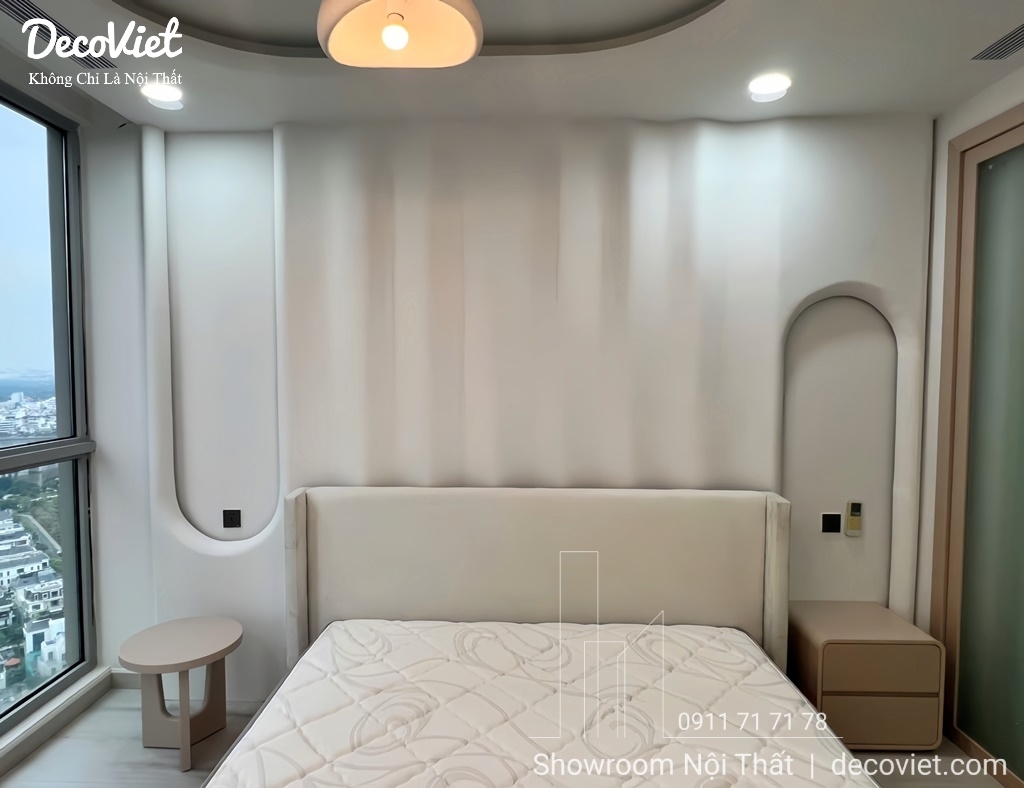 thi công nội thất phòng ngủ master chung cư vinhomes tân cảng