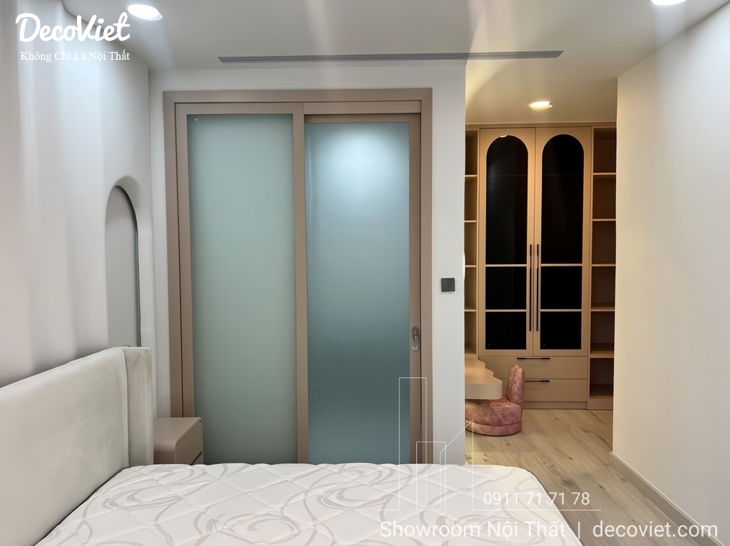 thi công phòng ngủ chính chung cư vinhomes tân cảng
