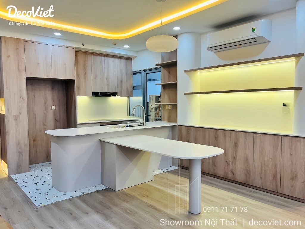 Thi công nội thất phòng bếp căn hộ Palm Heights